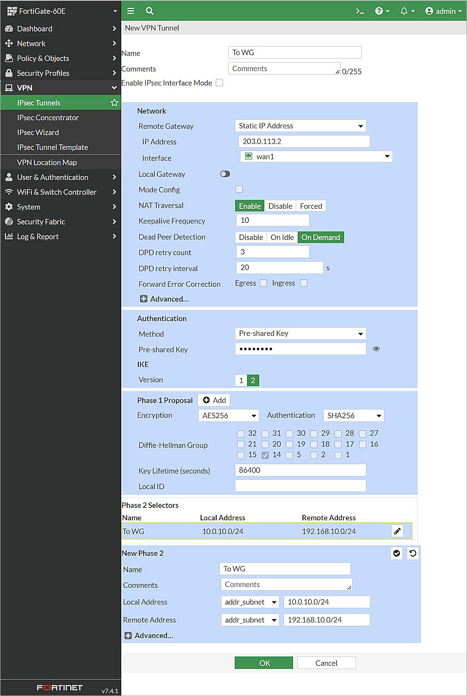 VPN Tunnel settings